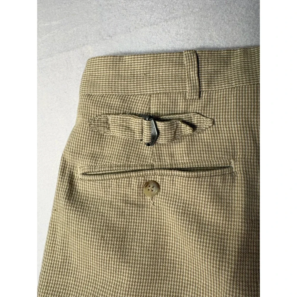 Polo Ralph Lauren Mens Houndstooth Pleated Shorts Tan Side Cinch Made in USA